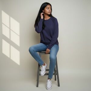 Banana Republic Navy Merino Extra Fine Wool Sweater Size Medium